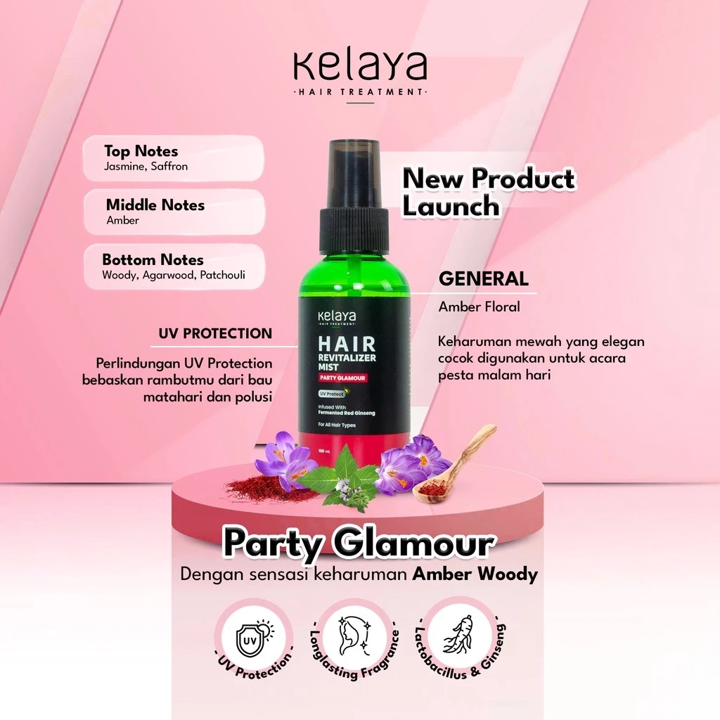 Kelaya Hair Treatment Hair Revitalizer Mist 100ml - Party Glamour UV Protect