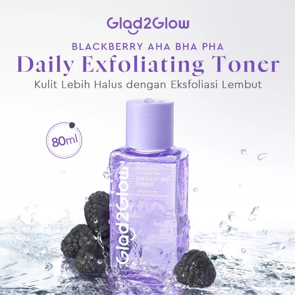 Glad 2 Glow Toner - Blackberry AHA BHA PHA Exfoliating 80ml