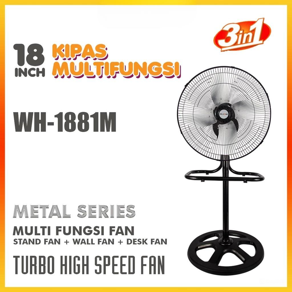 Welhome Kipas Angin Berdiri WH-1881M 3in1 Bahan Metal 28Watt
