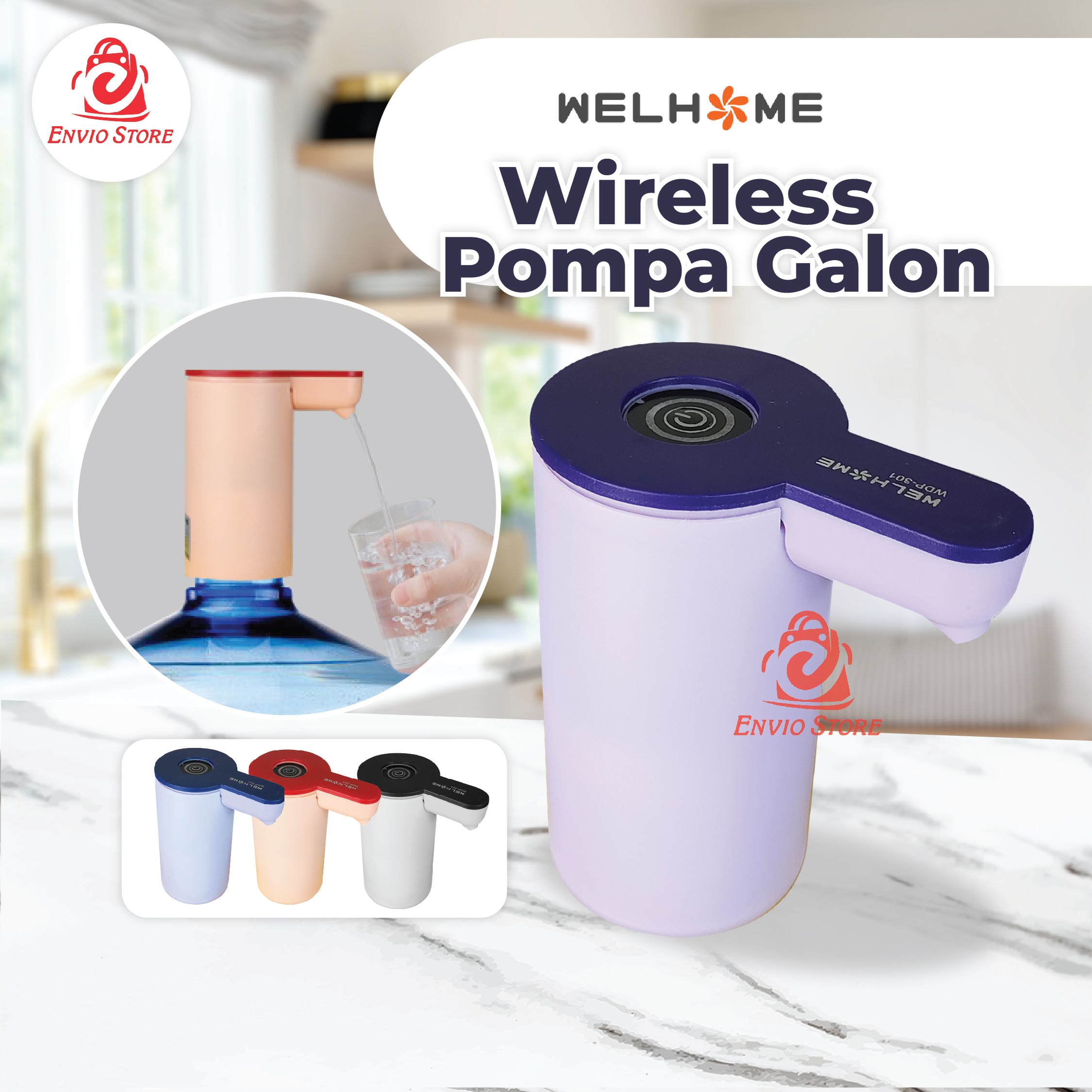 Welhome Pompa Galon Elektrik WDP-301 1200mAh