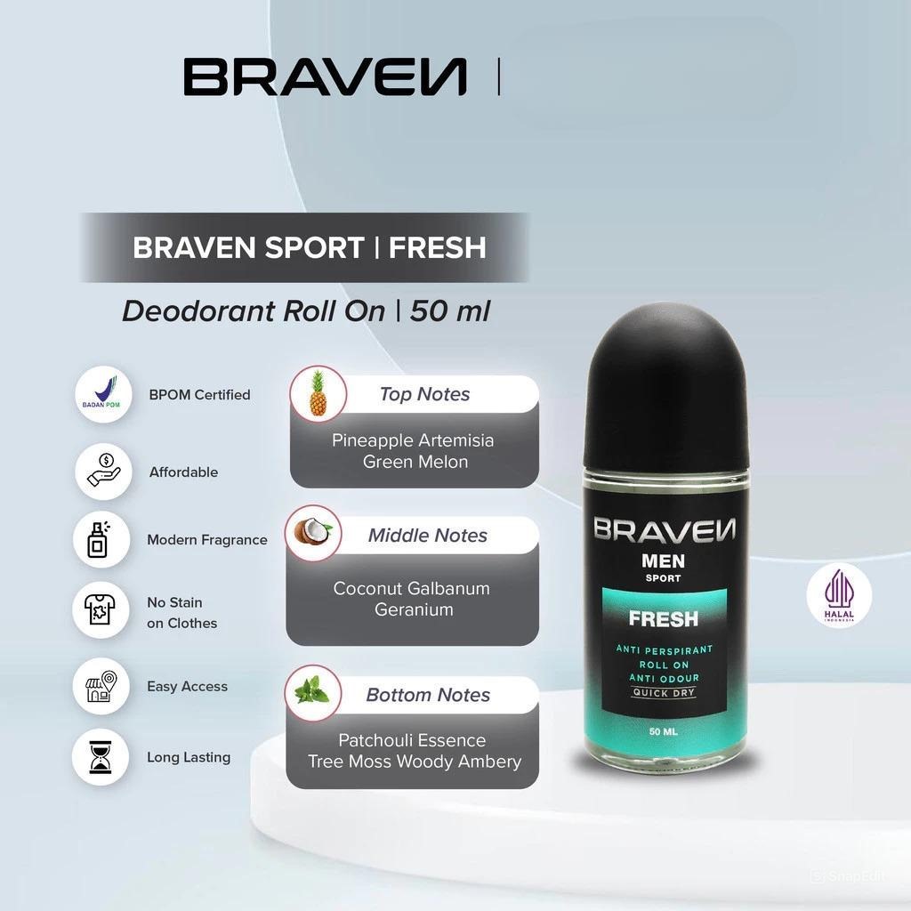 Braven Men Sport Anti Perspirant Roll On 50ml - Fresh