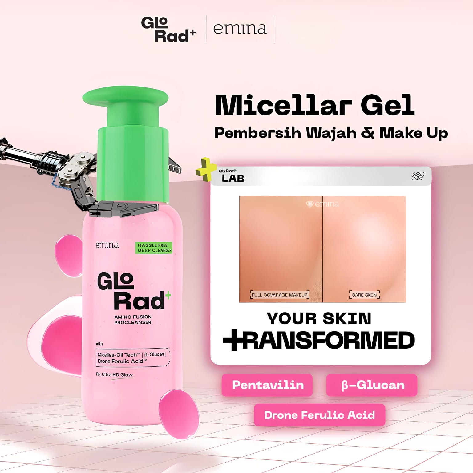 Emina GloRad+ Hassle Free Deep Cleanser Amino Fusion Procleanser 100ml