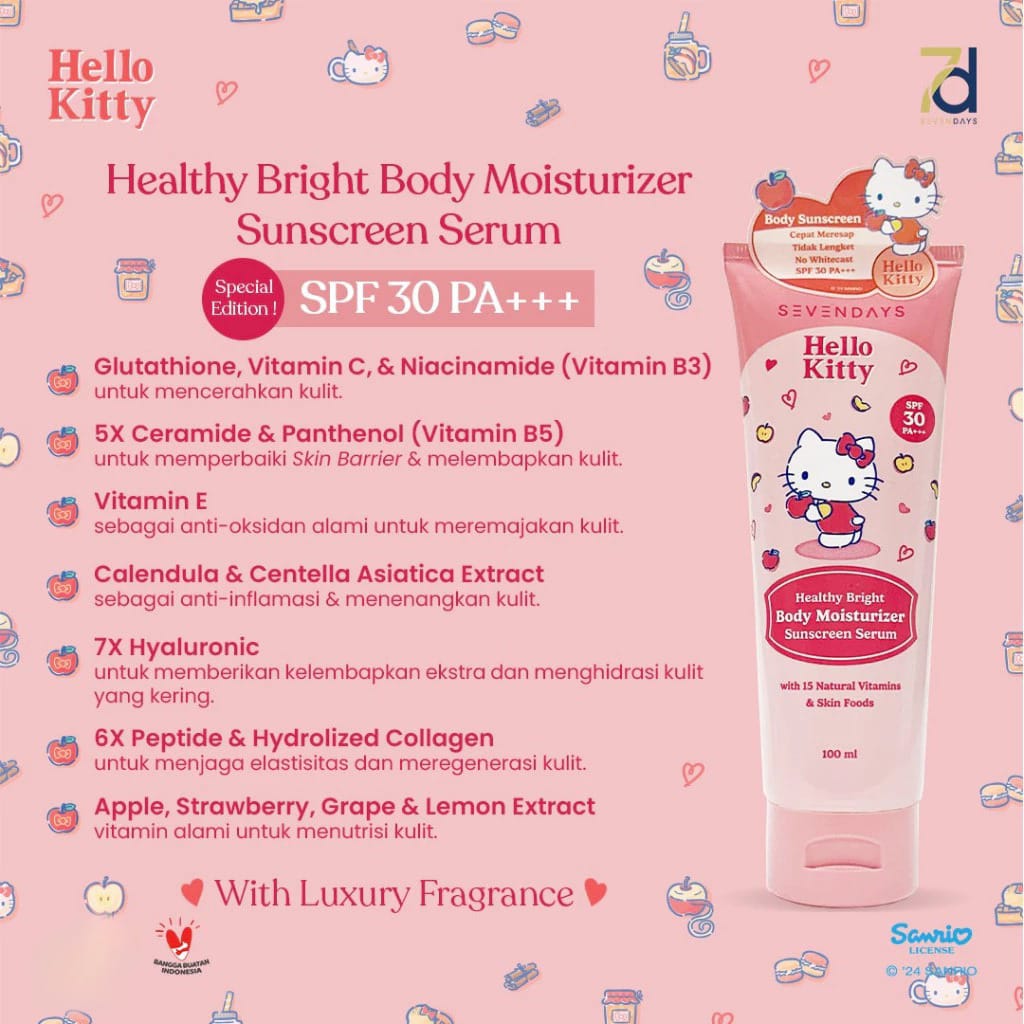 Sevendays Healthy Bright Body Moisturizer Sunscreen Serum 100ml - Hello Kitty