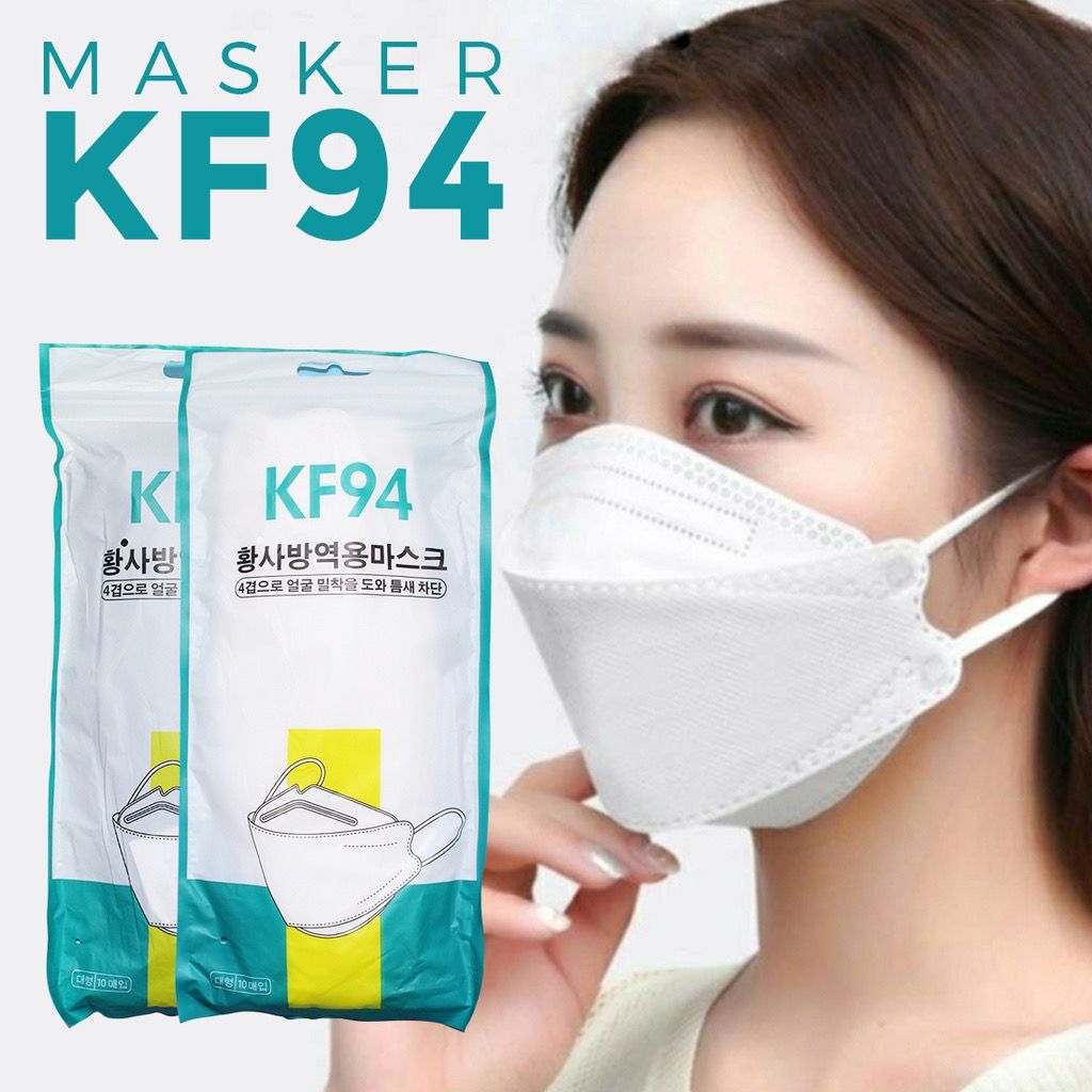 (Isi 10) Masker KF94 PUTIH Earloop 4Ply - Disposable Mask