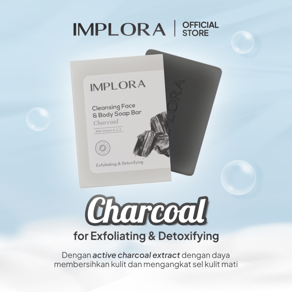 Implora Cleansing Face & Body Bar Soap 60gr - Charcoal