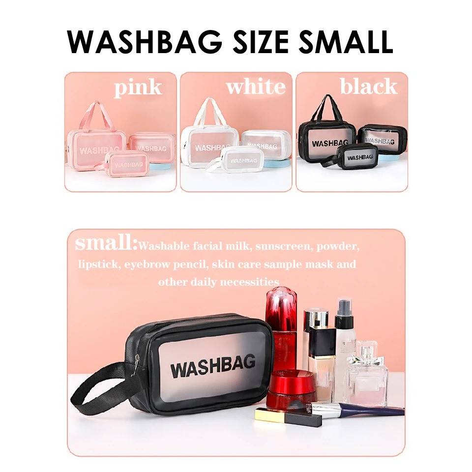 Washbag Pouch Small 23cm x 11cm x 7cm - Tas Kosmetik Transparan